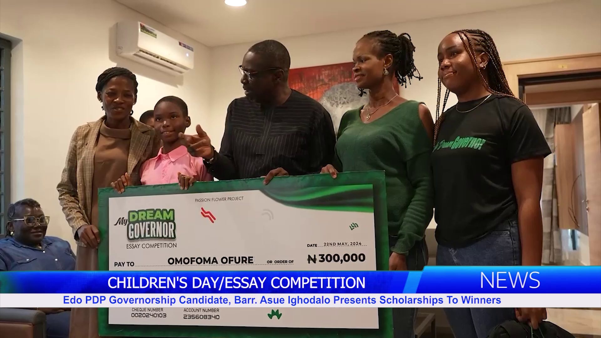 Edo PDP Governorship Candidate, Barr. Asue Ighodalo Presents Scholarship To Winners Of Children’s Day/Essay Competition