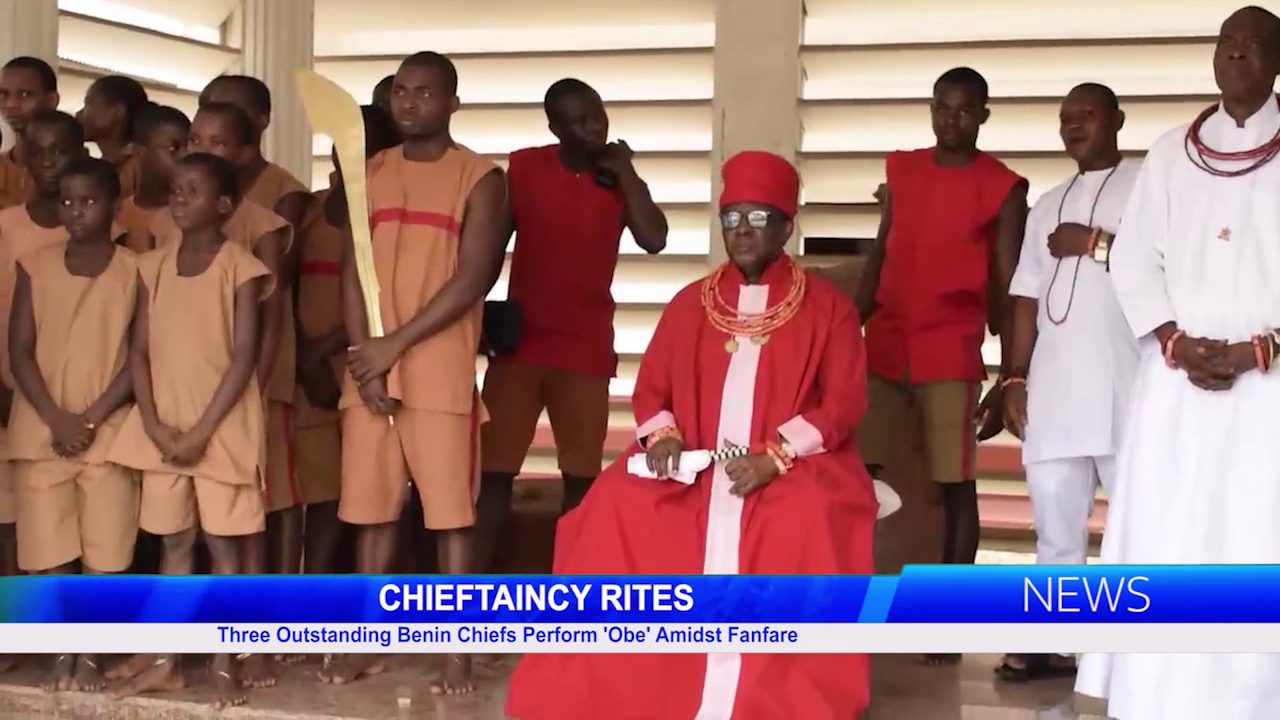 Chieftaincy Rites: Three Outstanding Benin Chiefs Perform ‘Obe’ Amidst Fanfare