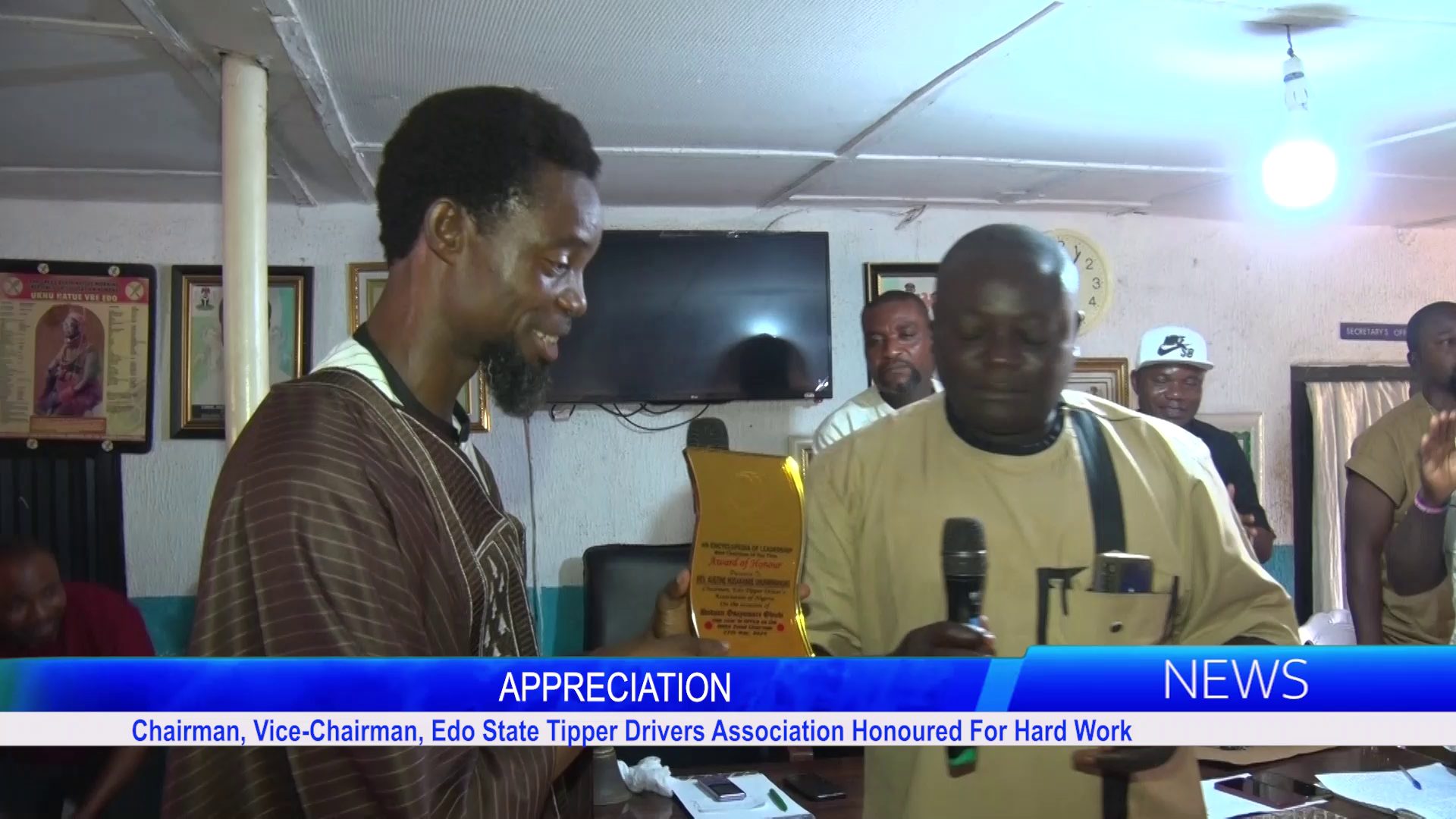 Chairman, Vice-Chairman, Edo State Tipper Drivers Association Honoured For Hard Work