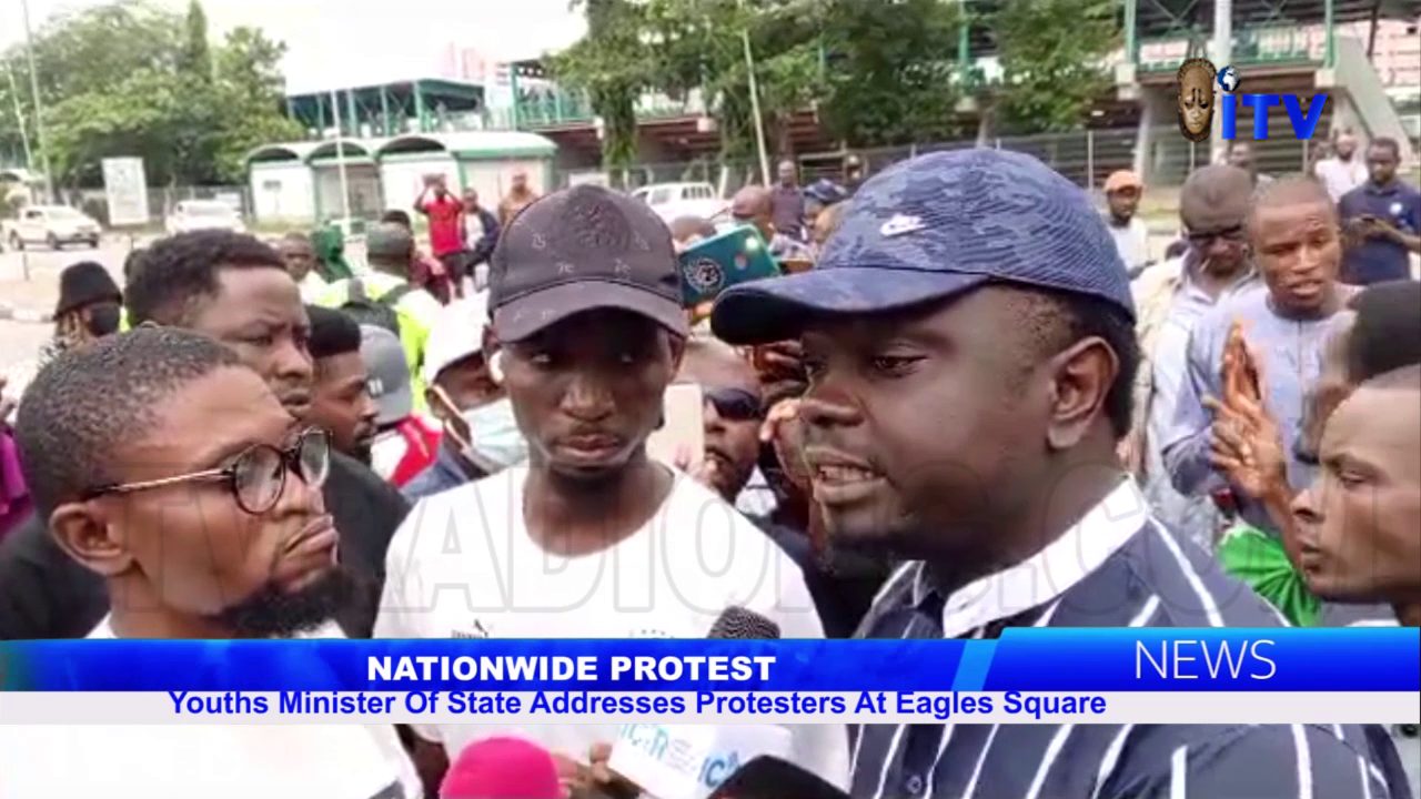 Nationwide Protest: Youths Minister Of State Addresses Protesters At Eagle Square