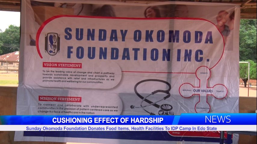 Sunday Okomoda Foundation Donates Food Items, Health Facilities To IDP Camp In Edo State