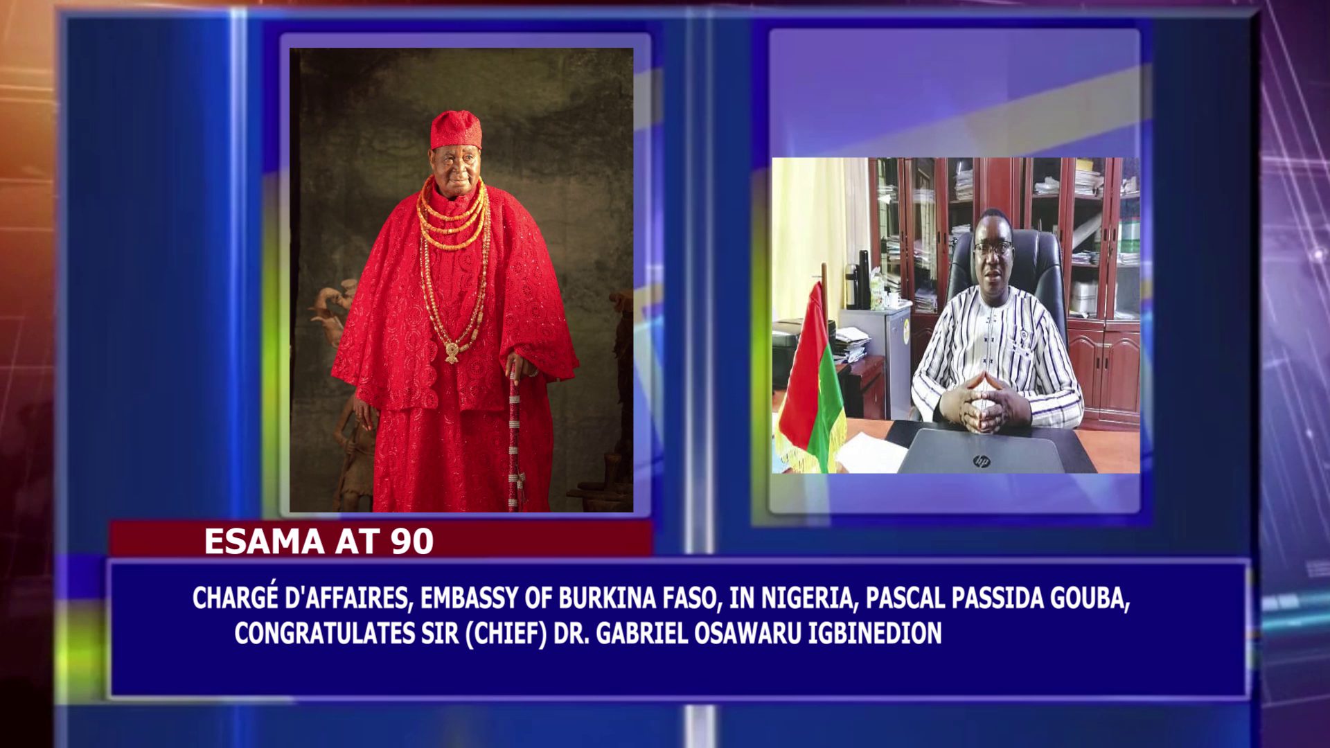 Chargé D’Affaires, Embassy Of Burkina Faso, In Nigeria, Pascal Passida Gouba, Congratulates Sir (Chief) Dr. Gabriel Osawaru Igbinedion