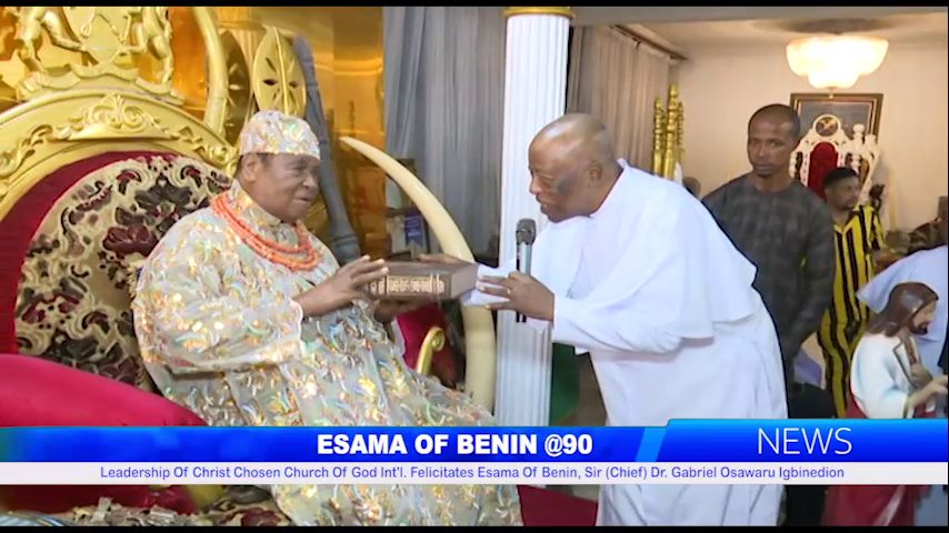 Leadership Of Christ Chosen Church Of God Int’l. Felicitates Esama Of Benin On His 90th Birthday