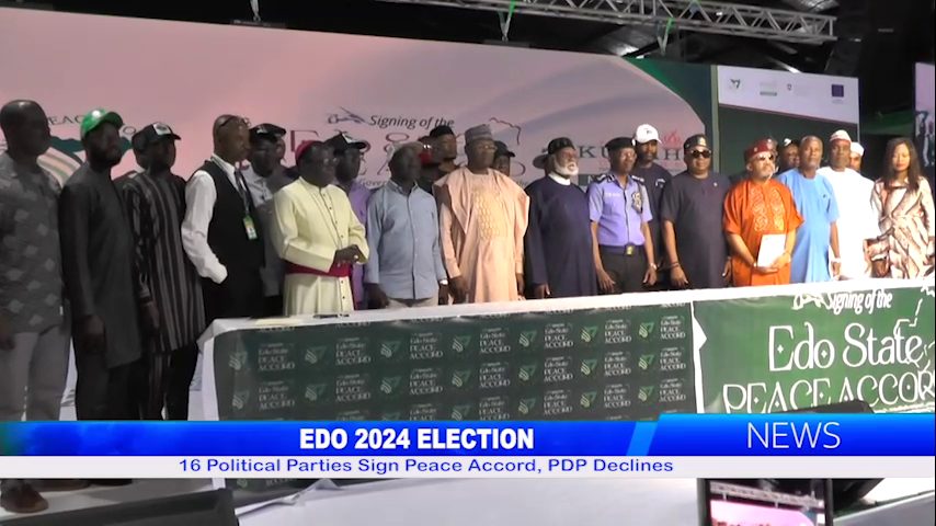 EDO 2024 ELECTION: 16 Political Parties Sign Peace Accord, PDP Declines