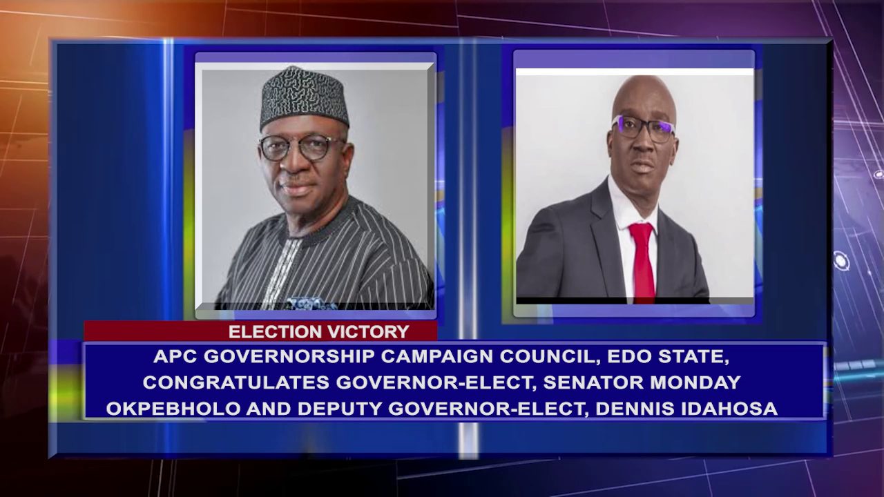 APC Governorship Campaign Council, Edo State, Congratulates Governor-Elect, Senator Monday Okpebholo And Deputy Governor-Elect, Dennis Idahosa