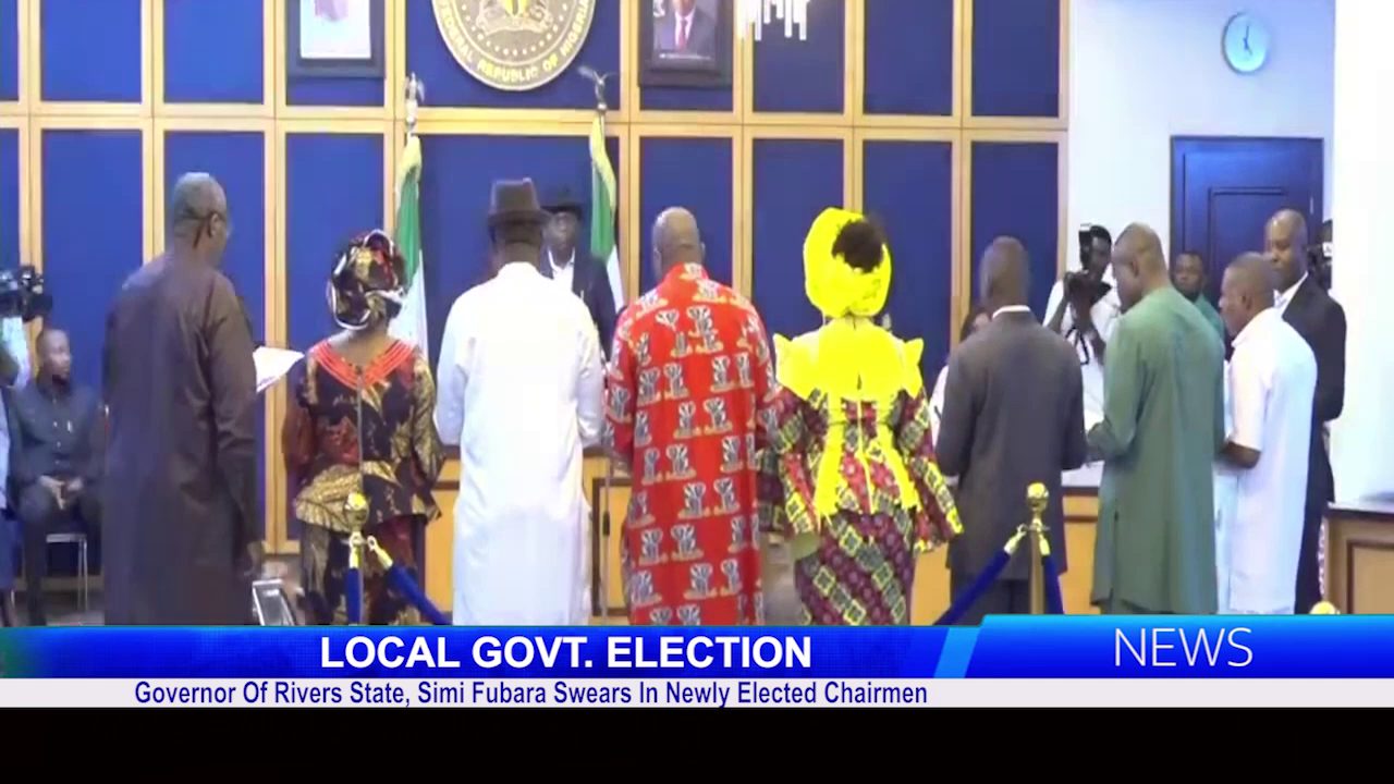 Governor Of Rivers State, Simi Fubara Swears In Newly Elected Chairmen