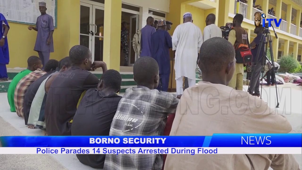 Borno Security: Police Parades 14 Suspects Arrested During Flood