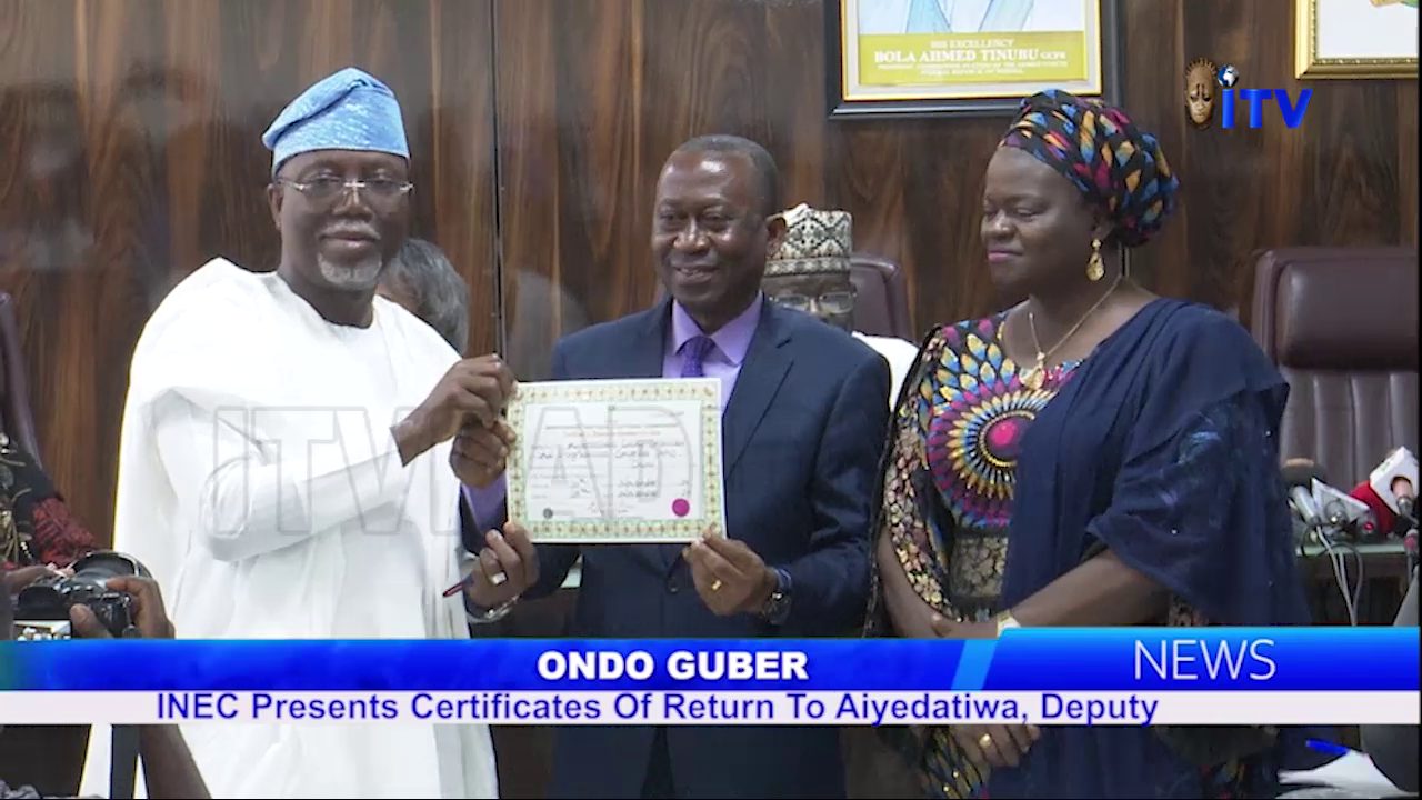 Ondo Guber: INEC Presents Certificates Of Return To Aiyedatiwa, Deputy