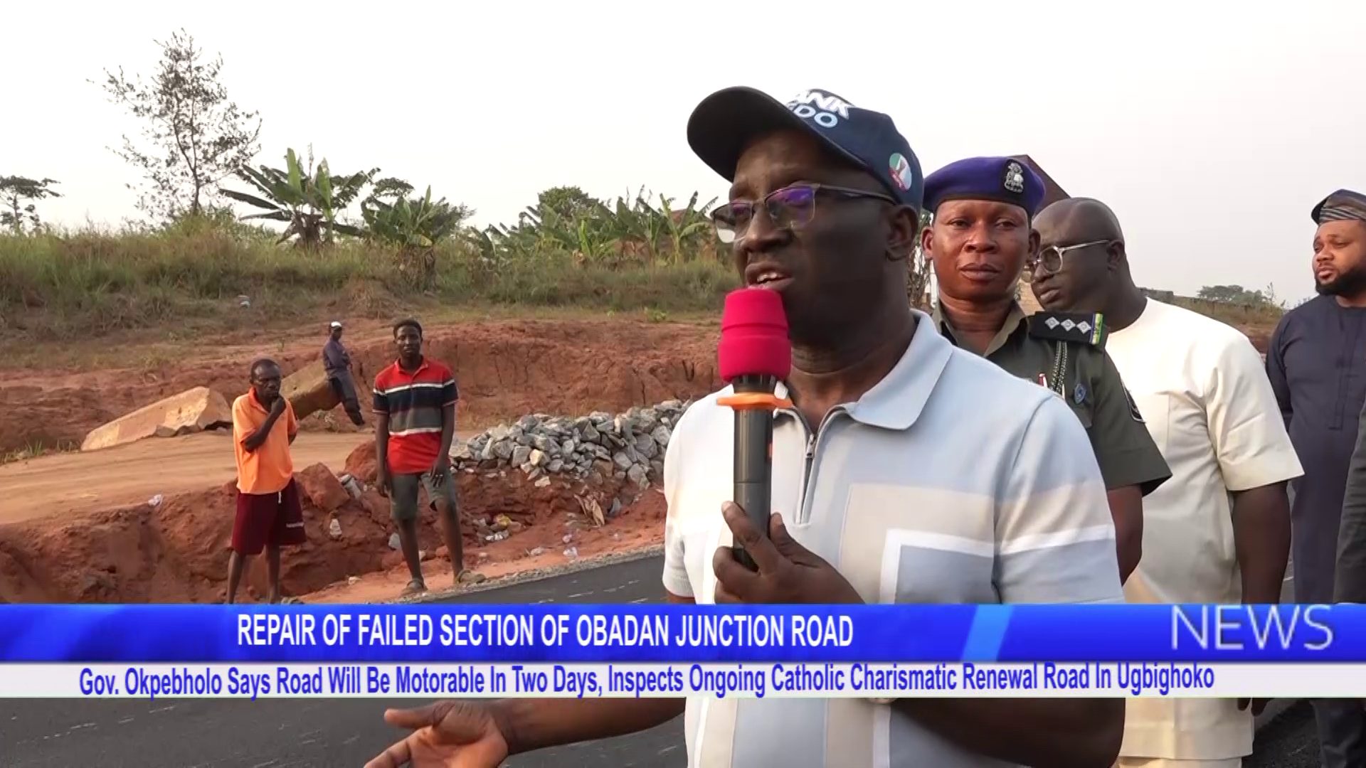 Gov. Okpebholo Says Road Will Be Motorable In Two Days, Inspects Ongoing Catholic Charismatic Renewal Road In Ugbighoko