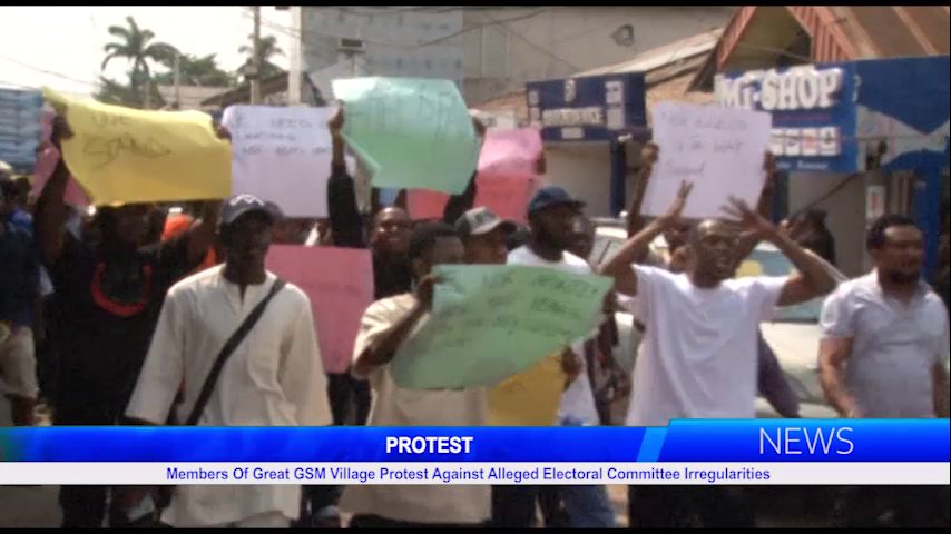 PROTEST: Members Of Great GSM Village Protest Against Alleged Electoral Committee Irregularities