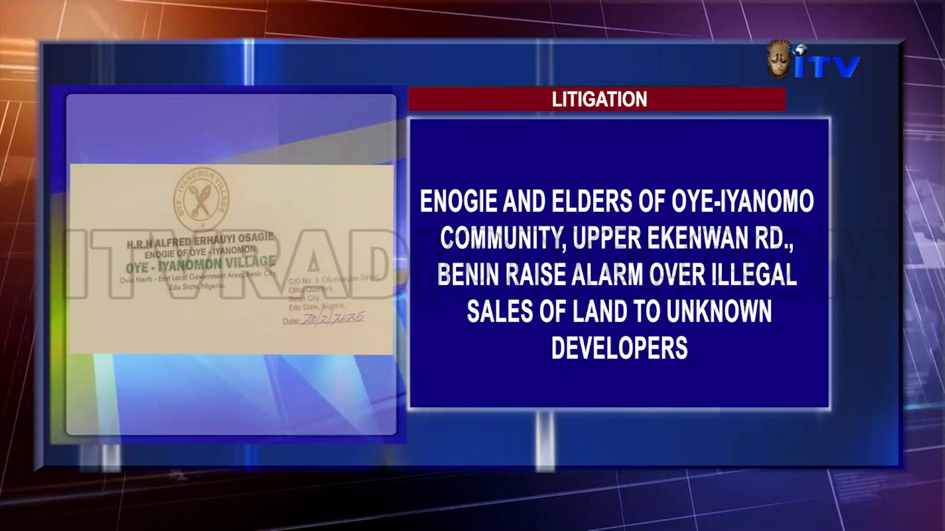 Litigation: Enogie And Elders Of Oye-Iyanomo Community, Upper Ekenwan Rd., Benin Raise Alarm Over Illegal Sales Of Land To Unknown Developers