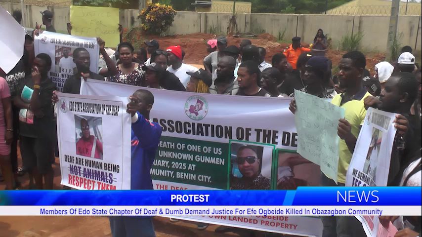 Protest: Members Of Edo State Chapter Of Deaf & Dumb Demand Justice For Efe Ogbeide Killed In Obazagbon Community