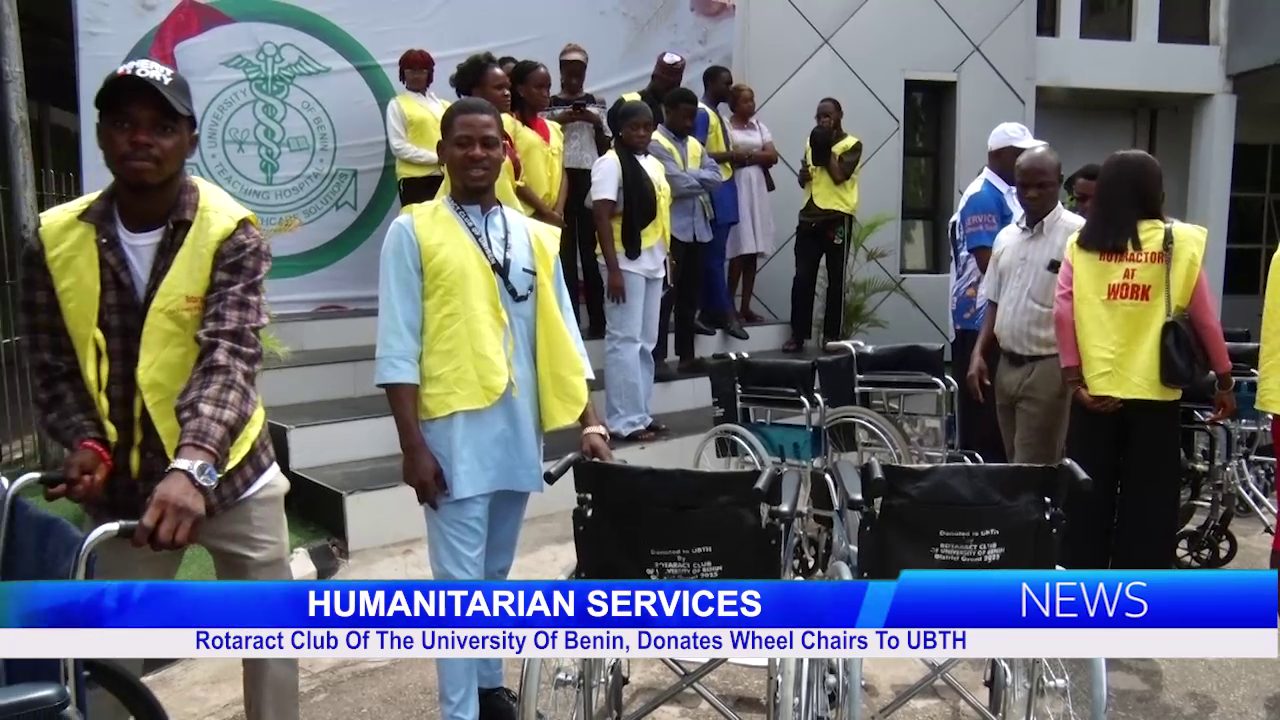 HUMANITARIAN SERVICES: Rotaract Club Of The University Of Benin, Donates Wheel Chairs To UBTH